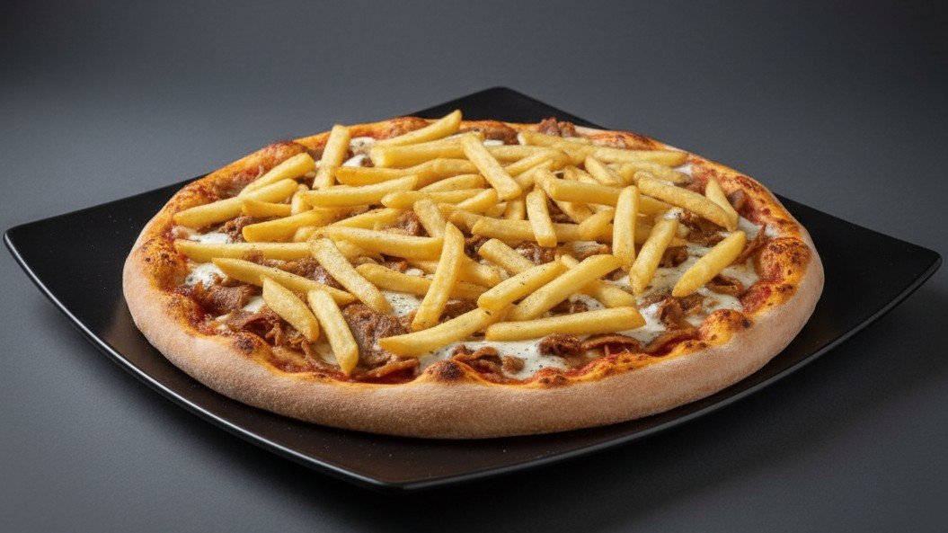 Pizza Kebab con Patatas Mediana — Familiar